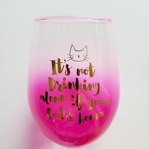Slant Collections | 18oz Pink Ombré Gold Stemless Wine Glass: Not Drinking Alone
